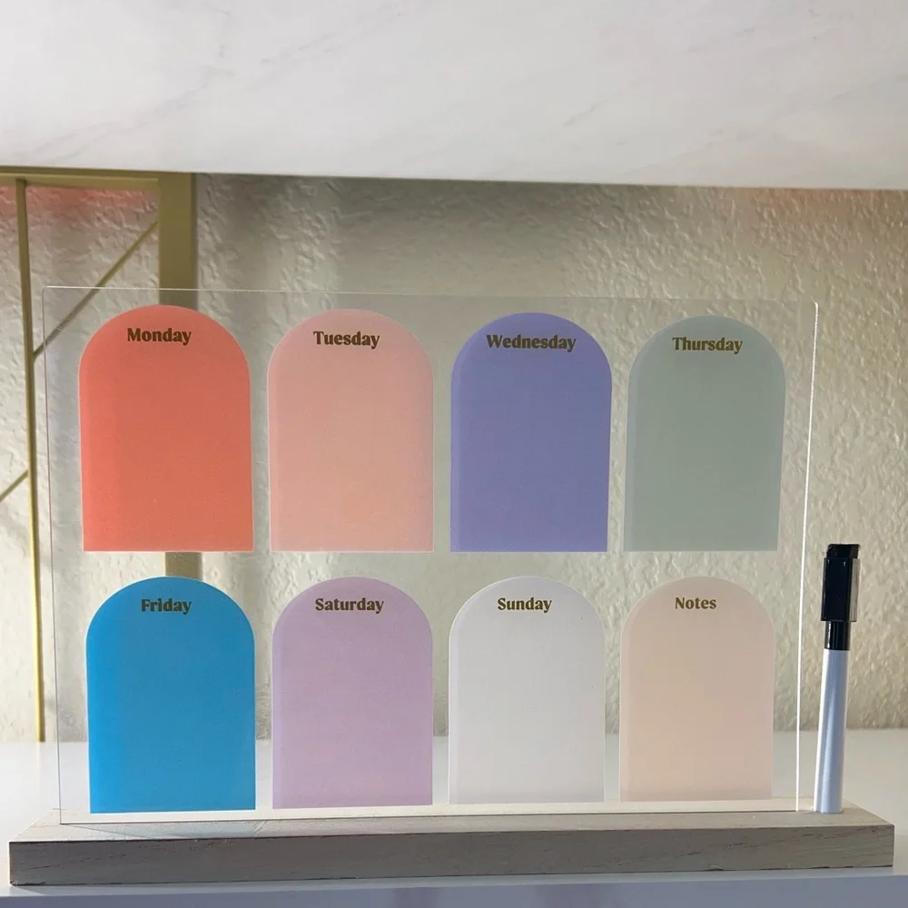 NEW Colorful Weekly Desktop Dry Erase Planner with Marker